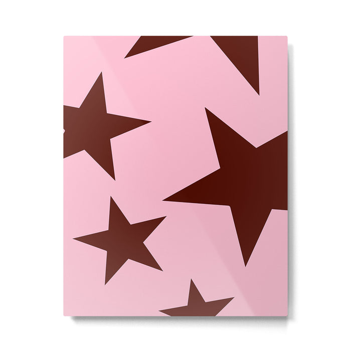 Pink and Burgundy Big Ol Stars Metal Print Gallery Image 1