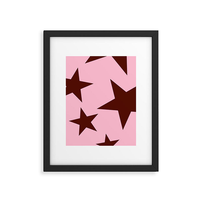 Pink and Burgundy Big Ol Stars Framed Art Print Gallery Image 6