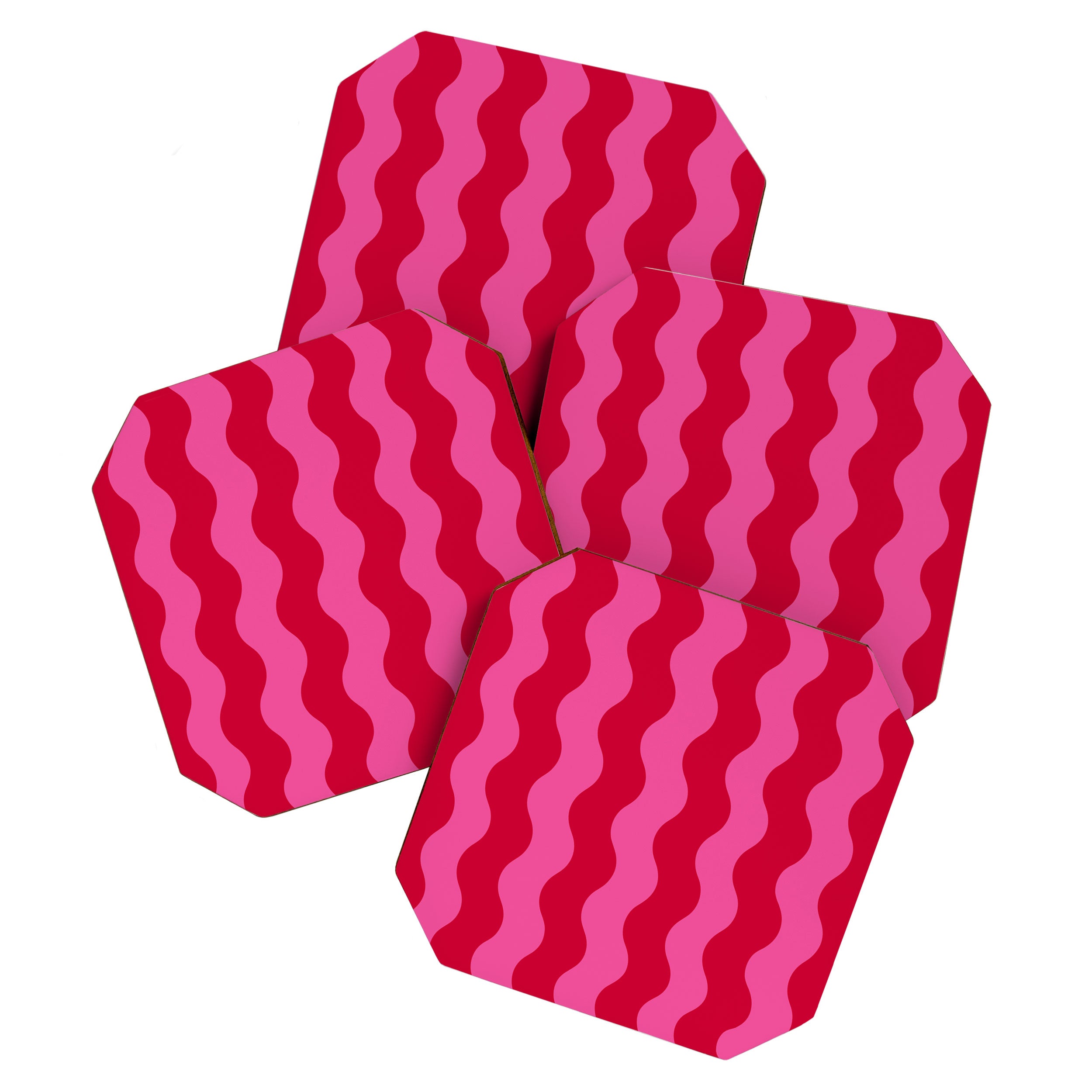  Red and Pink Candy Striped Waves Coaster Gallery Image 1