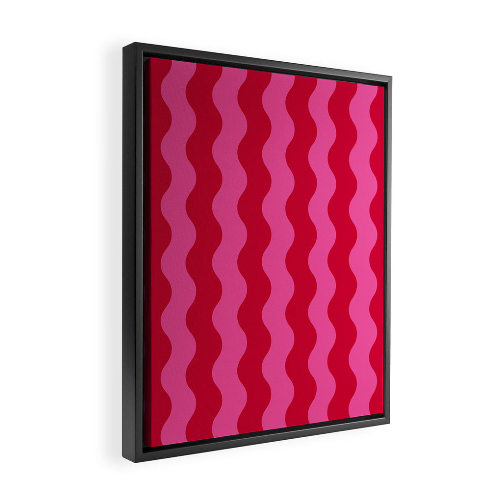  Red and Pink Candy Striped Waves Framed Canvas Print Gallery Image 2