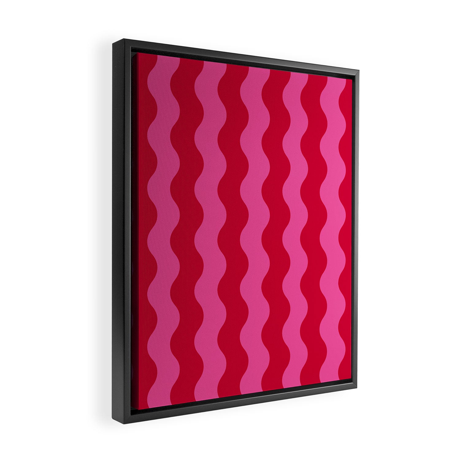  Red and Pink Candy Striped Waves Framed Canvas Print Gallery Image 2