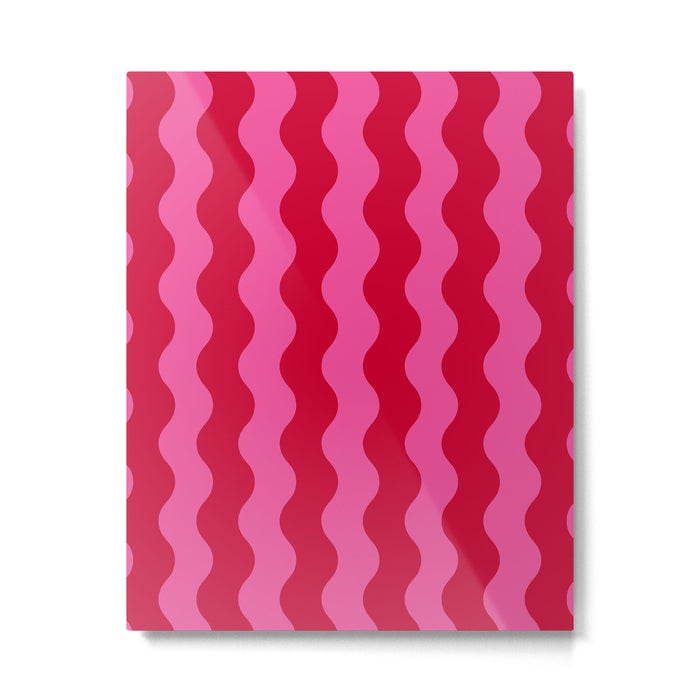  Red and Pink Candy Striped Waves Metal Print Gallery Image 1