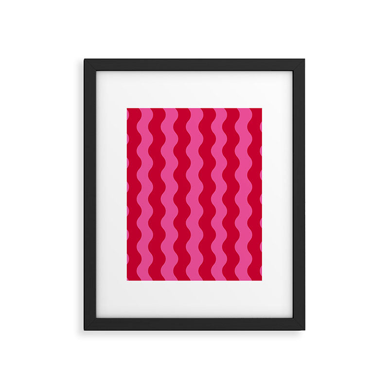  Red and Pink Candy Striped Waves Framed Art Print Gallery Image 5
