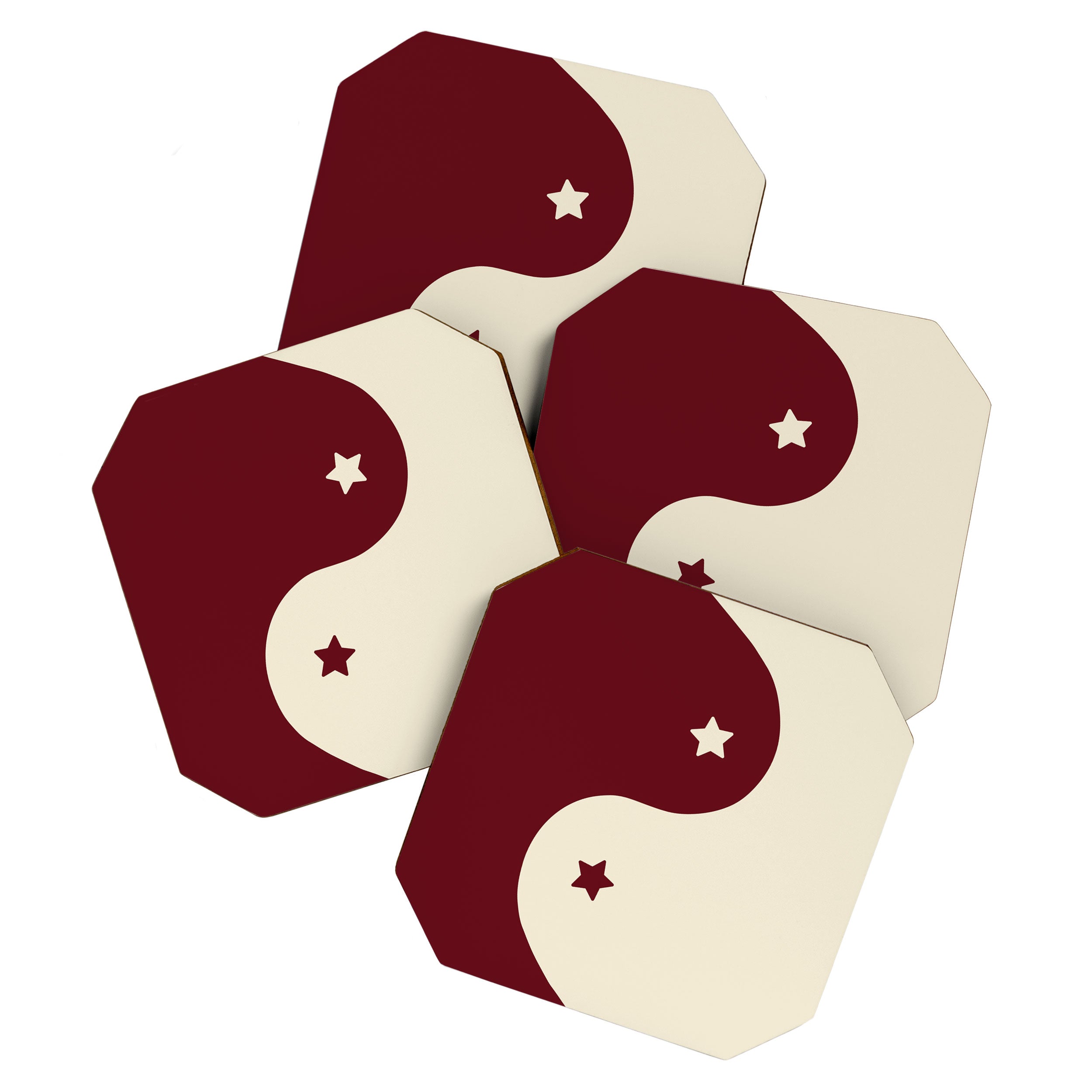 Smoke Cherry Yin Yang Stars Coaster Gallery Image 1