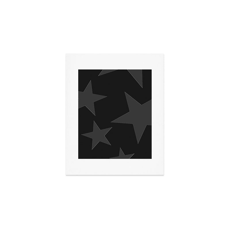 Stealth Grey and Jet Black Big Ol' Stars Art Print Gallery Image 1