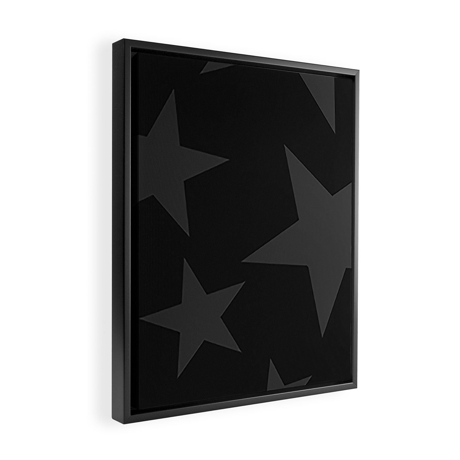 Stealth Grey and Jet Black Big Ol' Stars Framed Canvas Print Gallery Image 2