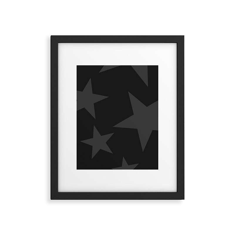Stealth Grey and Jet Black Big Ol' Stars Framed Art Print Gallery Image 6