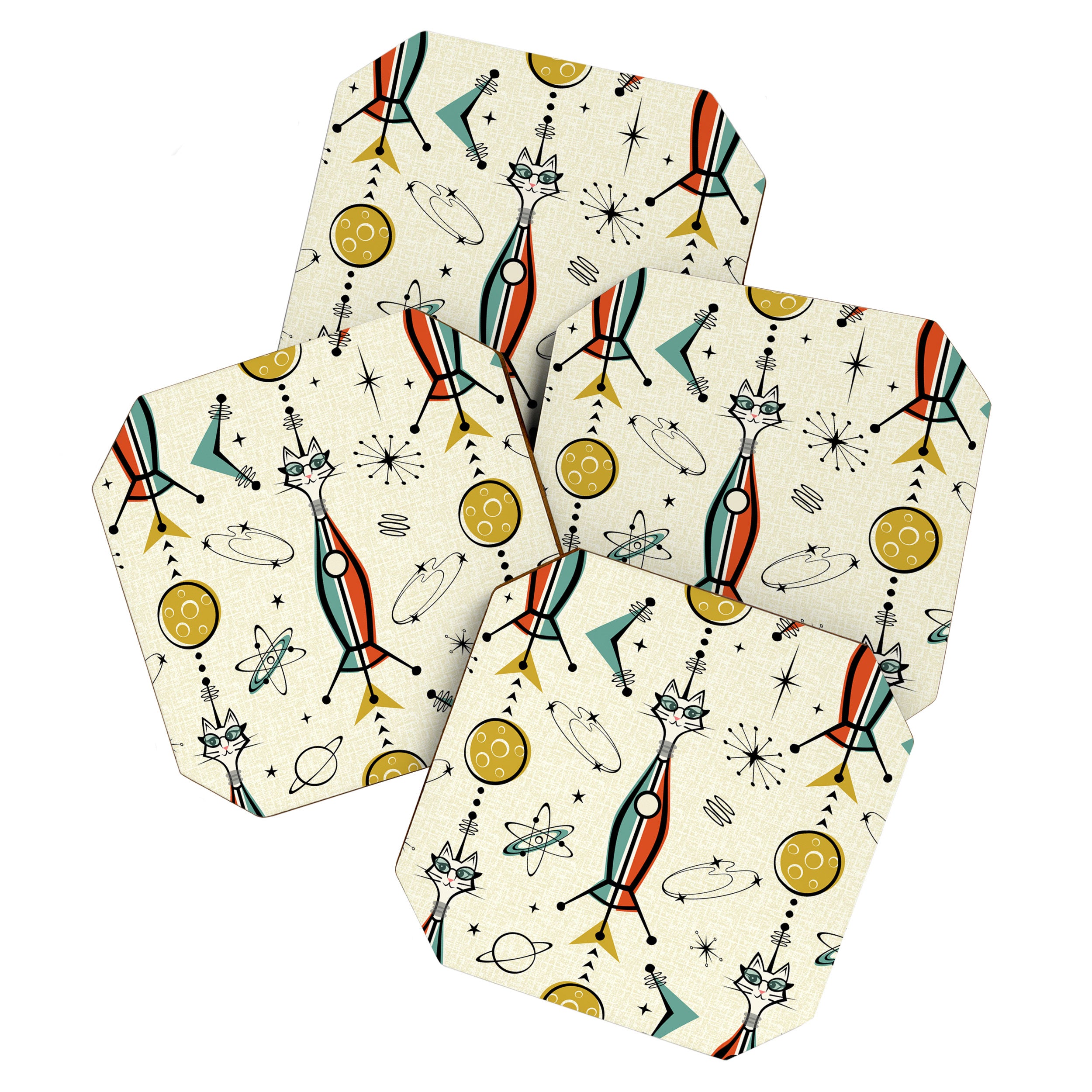 Atomic Kitty Rockets ©studioxtine Coaster Gallery Image 1