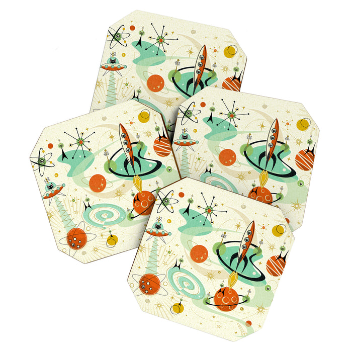 Atomic Space Cats studioxtine Coaster Gallery Image 1