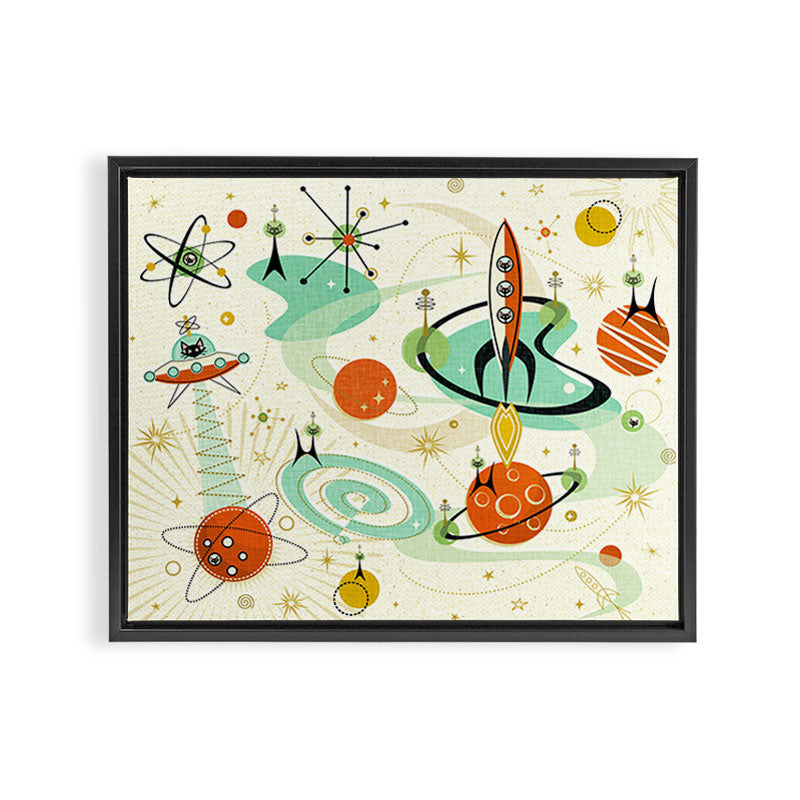 Atomic Space Cats studioxtine Framed Canvas Print Gallery Image 3