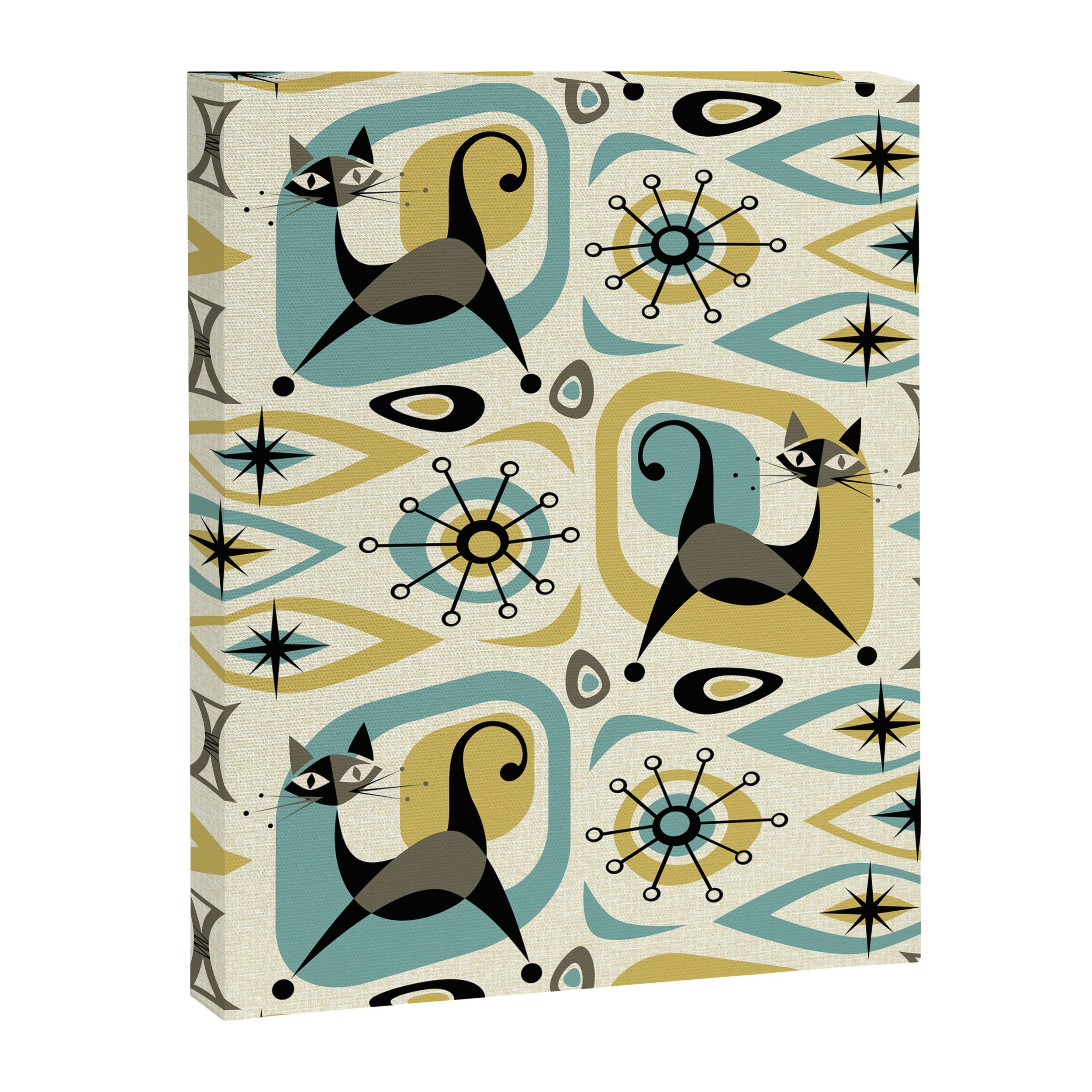 Mid Century Cat Abstract - Gld/Blu ©studioxtine Canvas Print Gallery Image 8