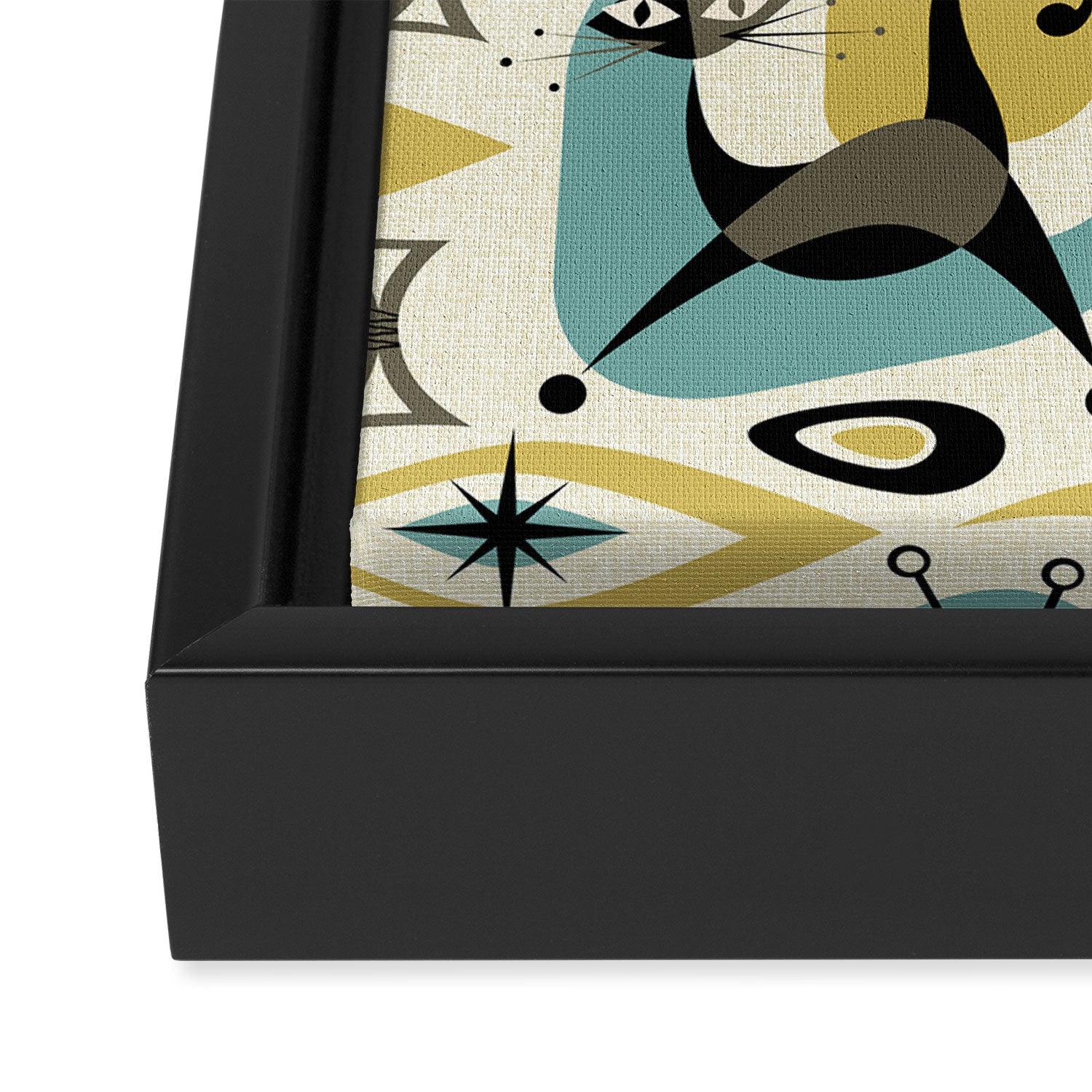 Mid Century Cat Abstract - Gld/Blu ©studioxtine Framed Canvas Print Gallery Image 3