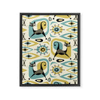 Mid Century Cat Abstract - Gld/Blu ©studioxtine Framed Canvas Print Gallery Image 8