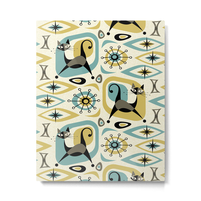 Mid Century Cat Abstract - Gld/Blu ©studioxtine Metal Print Gallery Image 1