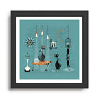 Mid Century Kitty Mishchief - w/ Orange ©studioxtine Framed Art Print Gallery Image 1