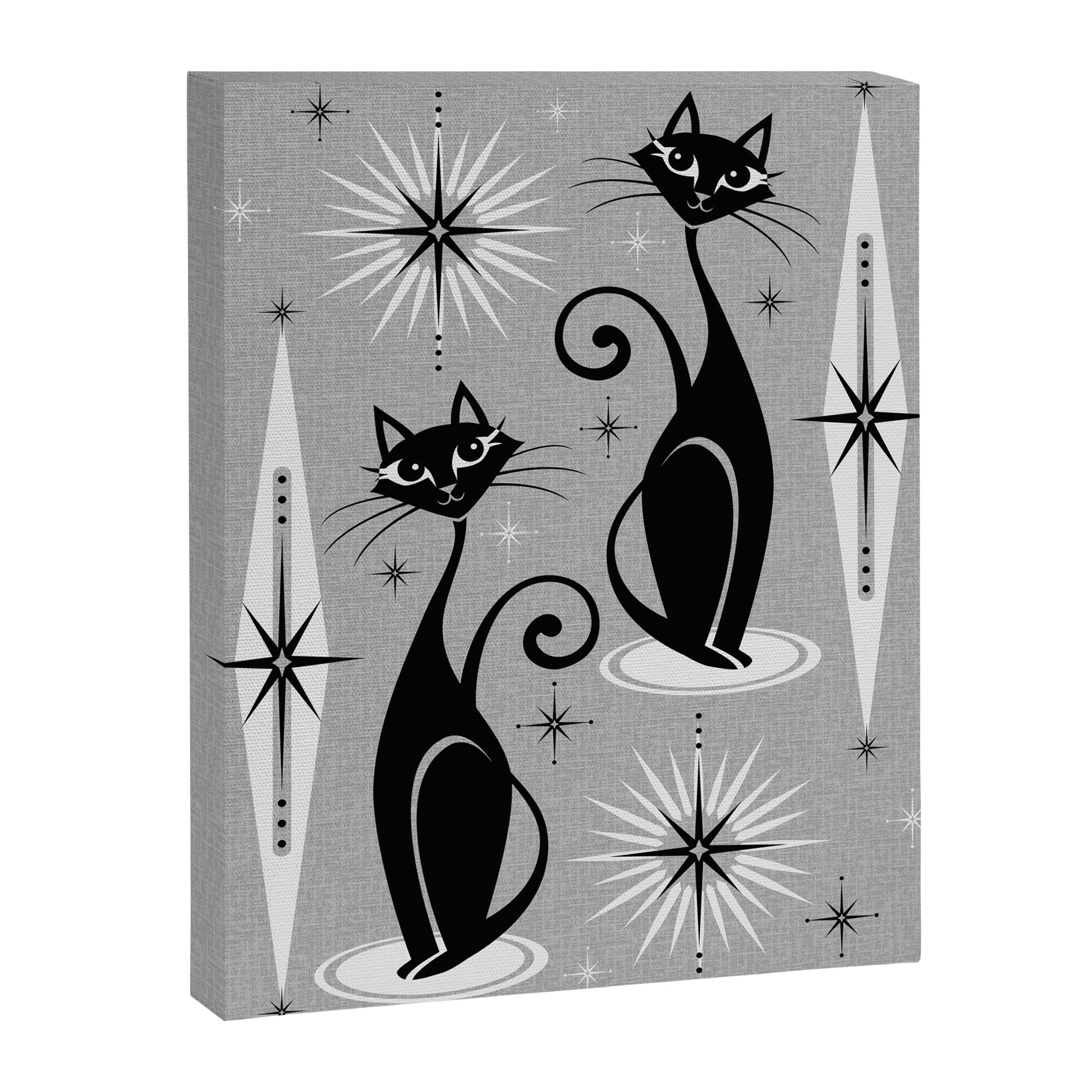 Mid Century Meow Atomic Cats on Cool Gray ©studioxtine Canvas Print Gallery Image 8