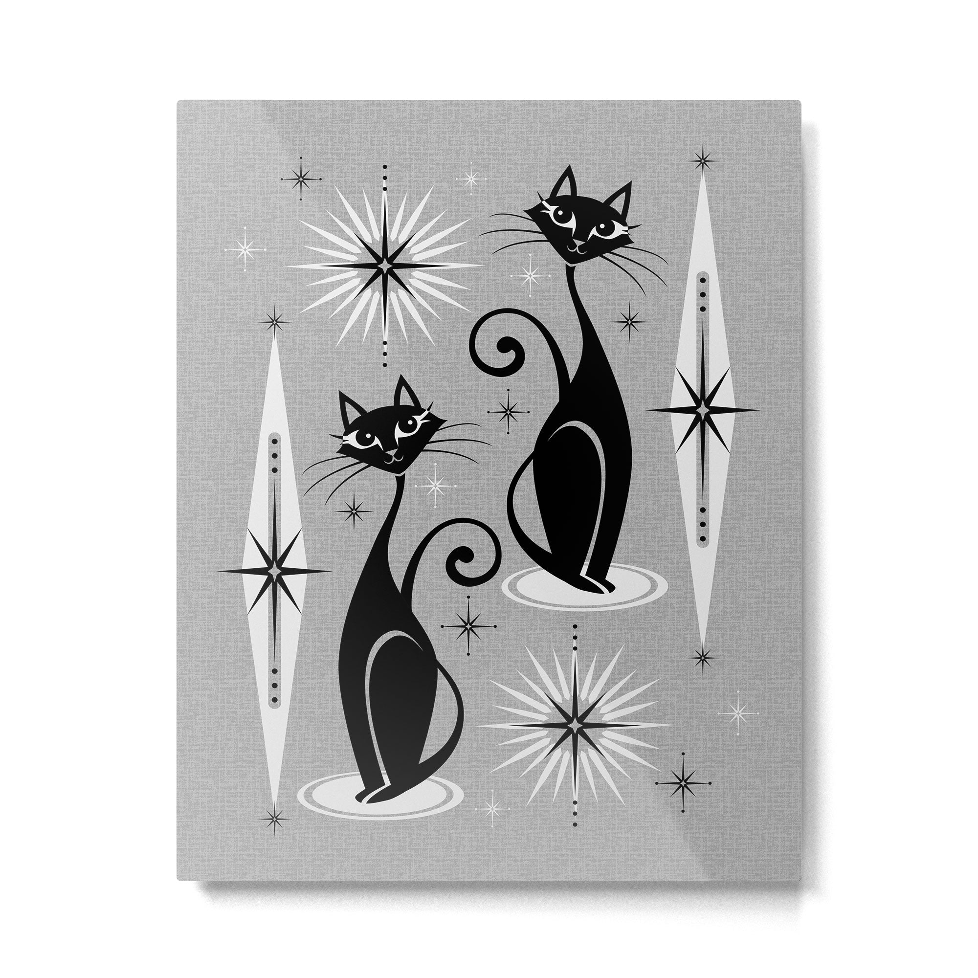 Mid Century Meow Atomic Cats on Cool Gray ©studioxtine Metal Print Gallery Image 6