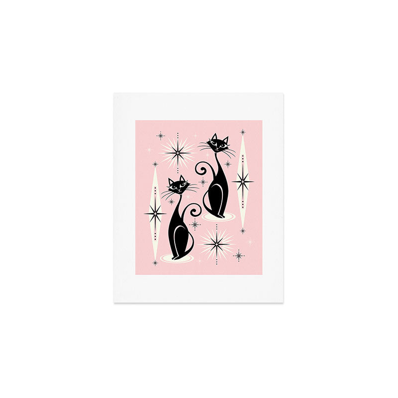 Mid Century Meow Retro Atomic Cats ©studioxtine Art Print Gallery Image 1