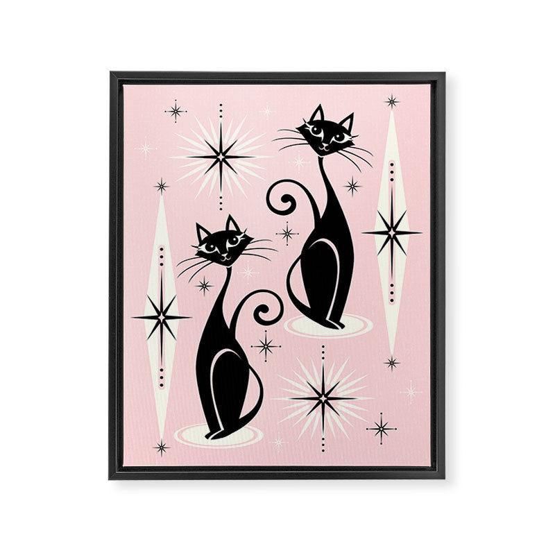 Mid Century Meow Retro Atomic Cats ©studioxtine Framed Canvas Print Gallery Image 8