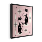 Mid Century Meow Retro Atomic Cats ©studioxtine Framed Canvas Print Gallery Image 2
