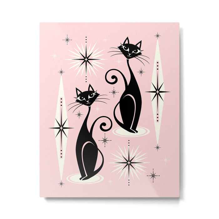 Mid Century Meow Retro Atomic Cats ©studioxtine Metal Print Gallery Image 1