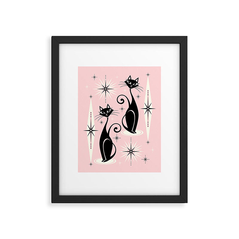 Mid Century Meow Retro Atomic Cats ©studioxtine Framed Art Print Gallery Image 4