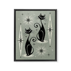 Mid Century Meow Retro Atomic Cats - Gray Framed Canvas Print Gallery Image 8