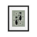 Mid Century Meow Retro Atomic Cats - Gray Framed Art Print Gallery Image 6