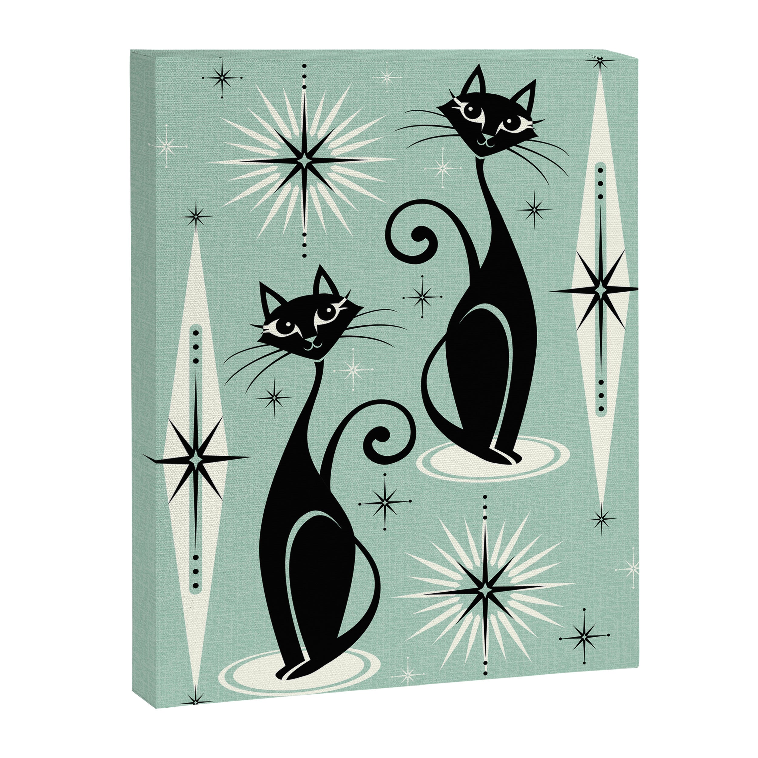 Mid Century Meow Retro Atomic Cats Mint Canvas Print Gallery Image 8