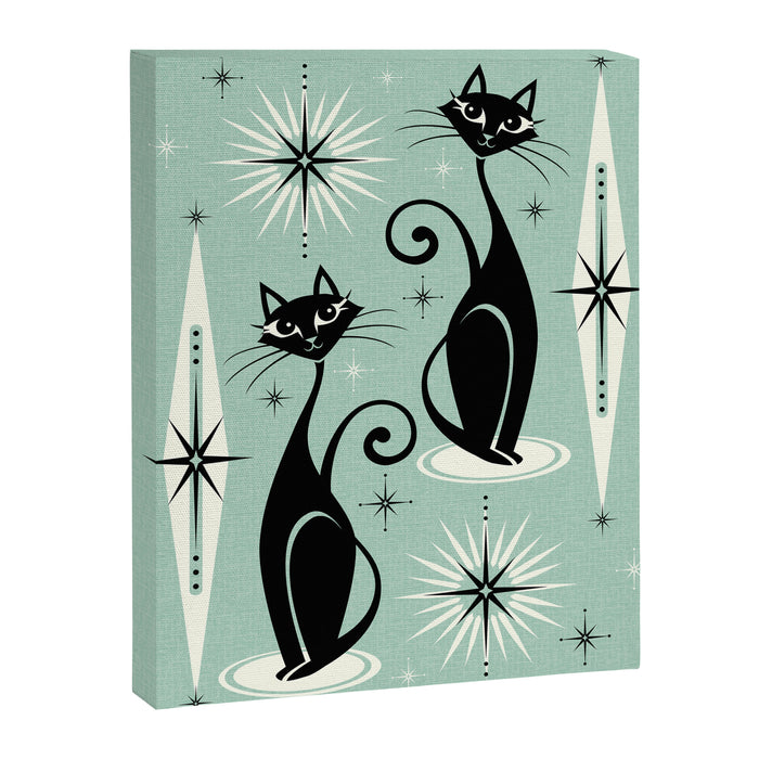Mid Century Meow Retro Atomic Cats Mint Canvas Print Gallery Image 1