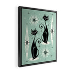 Mid Century Meow Retro Atomic Cats Mint Framed Canvas Print Gallery Image 2