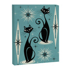 Mid Century Meow Retro Atomic Cats on Blue Canvas Print Gallery Image 3