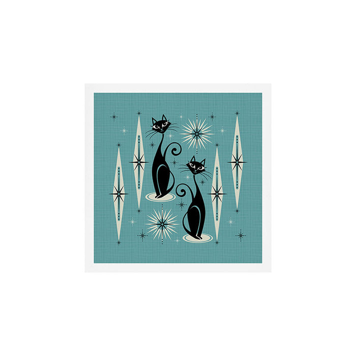 Mid Century Meow Retro Atomic Cats - Square Art Print Art Print Gallery Image 1