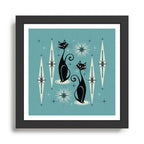 Mid Century Meow Retro Atomic Cats - Square Art Print Framed Art Print Gallery Image 1