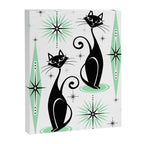 Mid Century Meow Retro Atomic Cats - w/ Mint on White Canvas Print Gallery Image 8