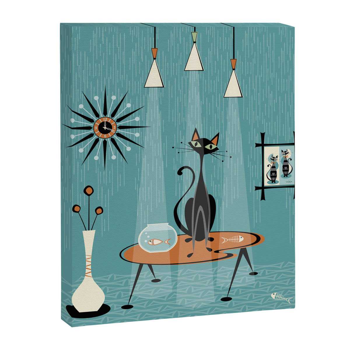 Mid Century Mishchief/ Cat Red Handed I Canvas Print Gallery Image 8