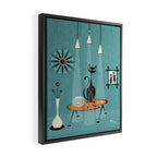 Mid Century Mishchief/ Cat Red Handed I Framed Canvas Print Gallery Image 2