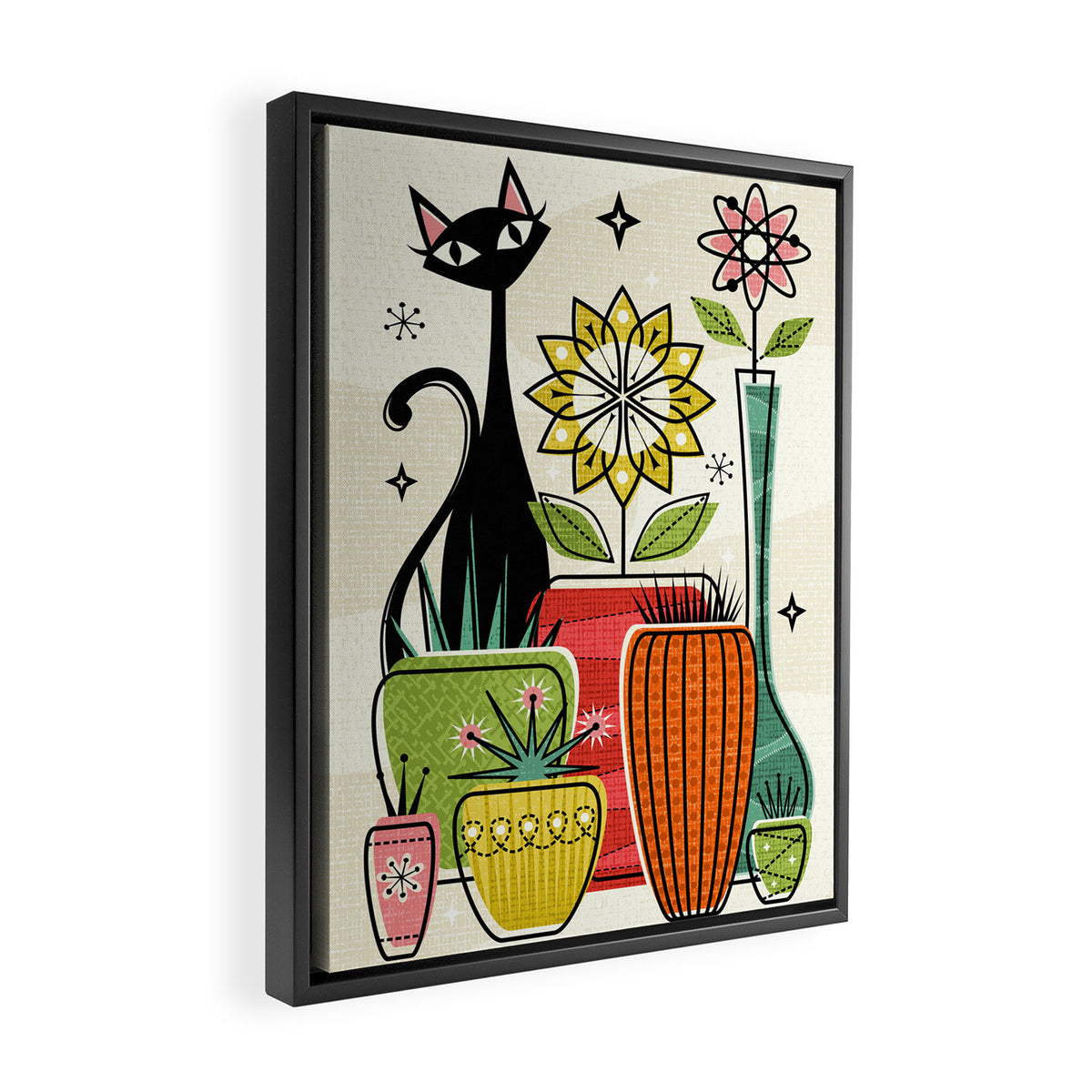 Plants, Pots, and a Pussycat ©studioxtine Framed Canvas Print Gallery Image 2