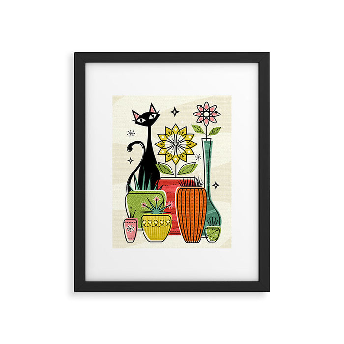 Plants, Pots, and a Pussycat ©studioxtine Framed Art Print Gallery Image 1
