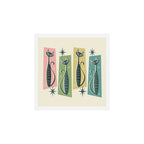 Retro Patchwork Tabbies ©studioxtine Art Print Gallery Image 1