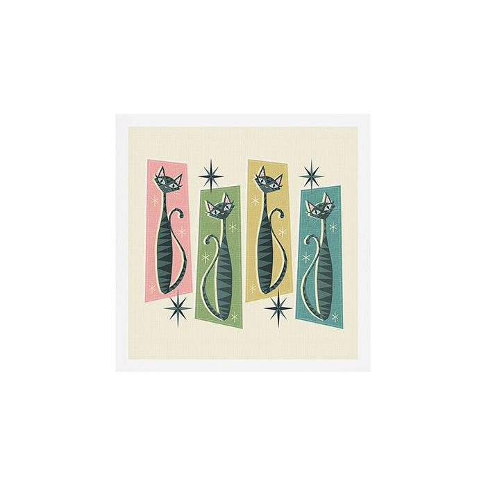 Retro Patchwork Tabbies ©studioxtine Art Print Gallery Image 1