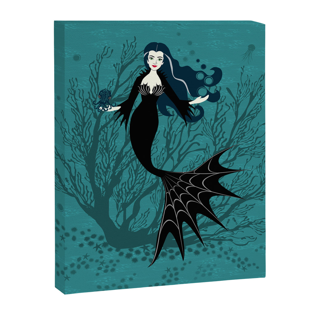Vampire Mermaid on Aqua Canvas Print Gallery Image 8