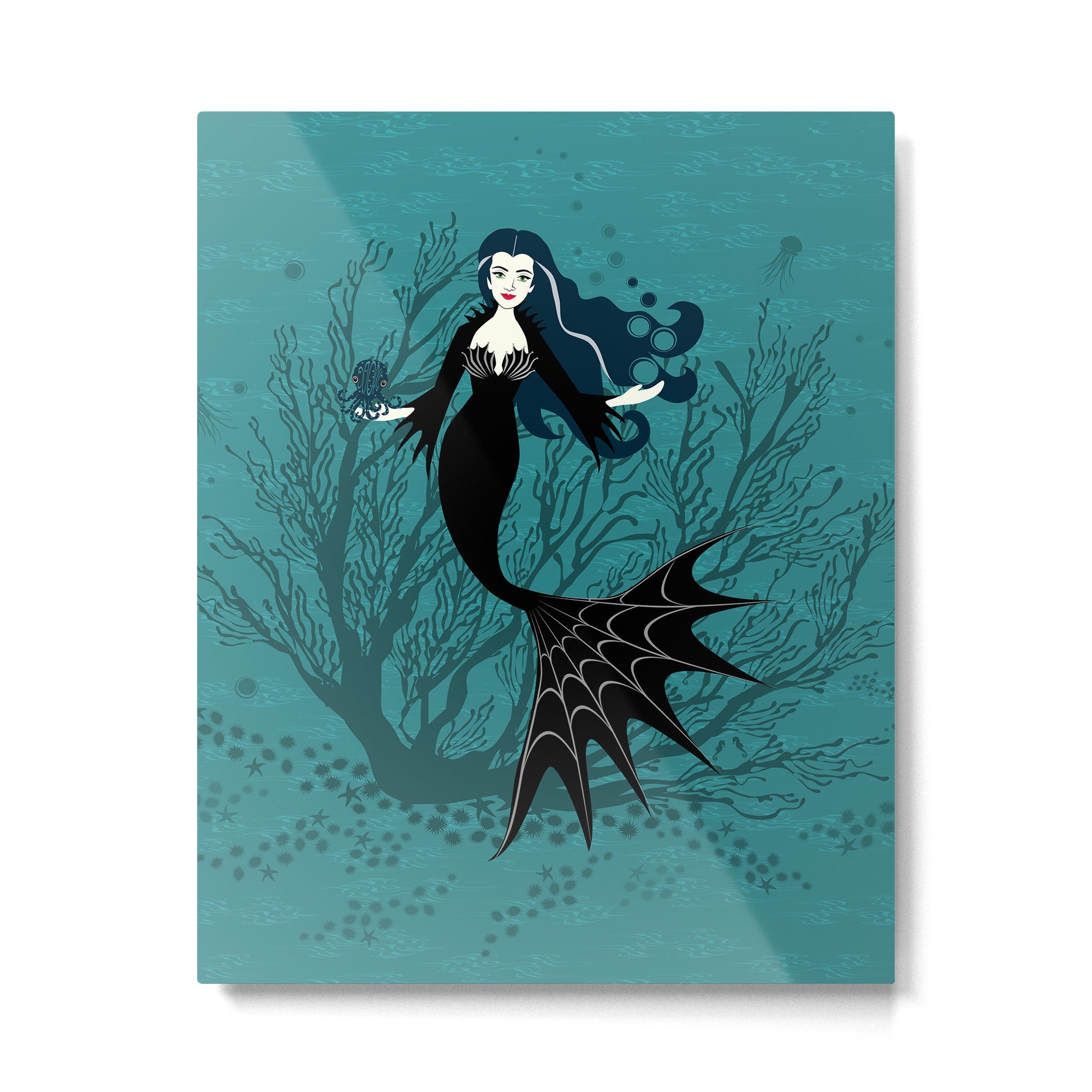 Vampire Mermaid on Aqua Metal Print Gallery Image 6