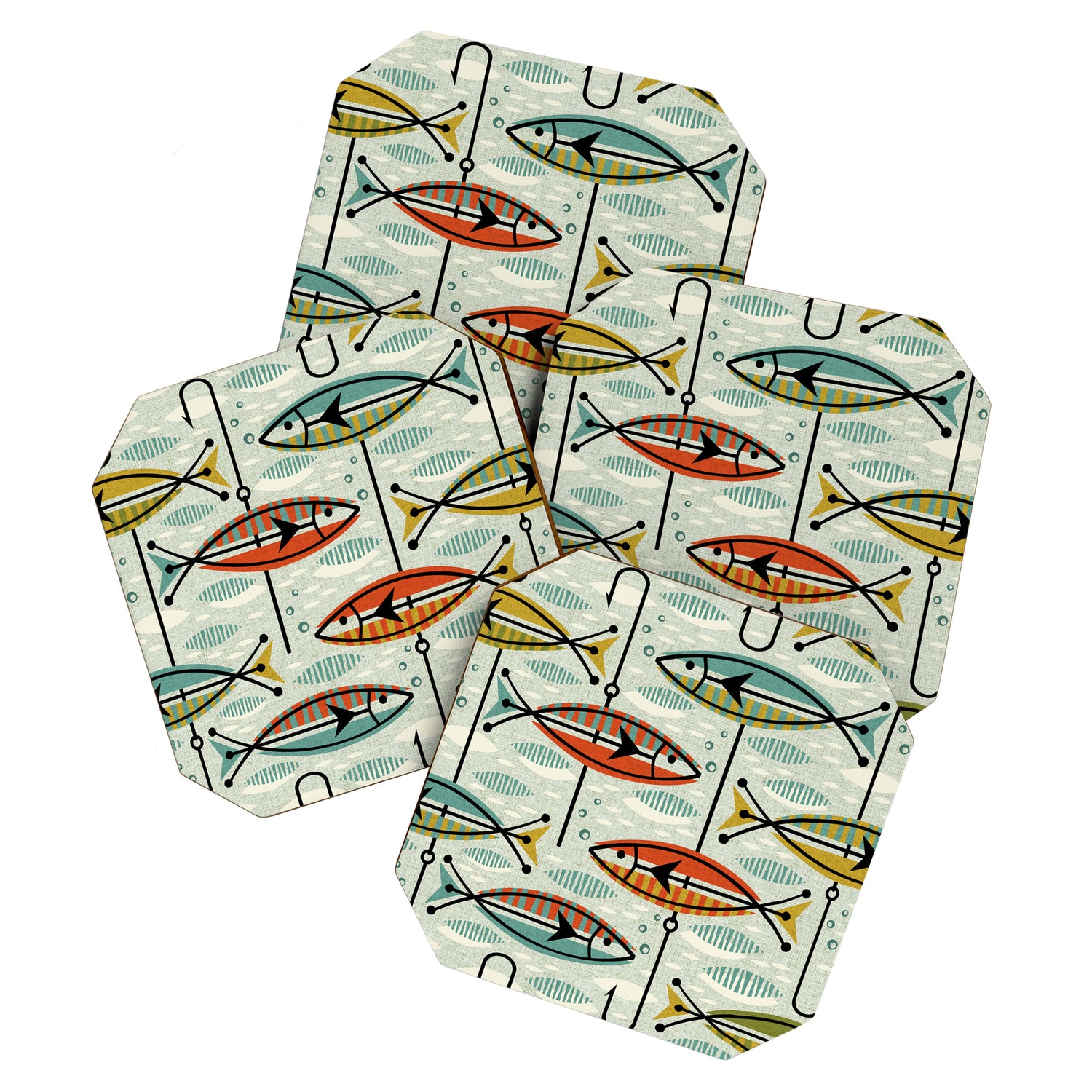 Vintage Color Block Fish Coaster Gallery Image 1