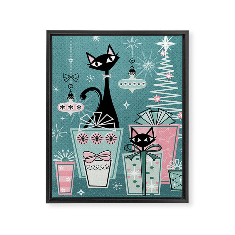 Vintage Kitty Christmas II sxs6- ©studioxtine Framed Canvas Print Gallery Image 8