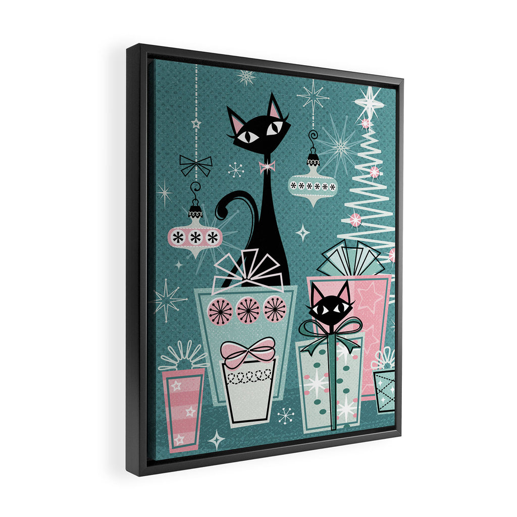 Vintage Kitty Christmas II sxs6- ©studioxtine Framed Canvas Print Gallery Image 2