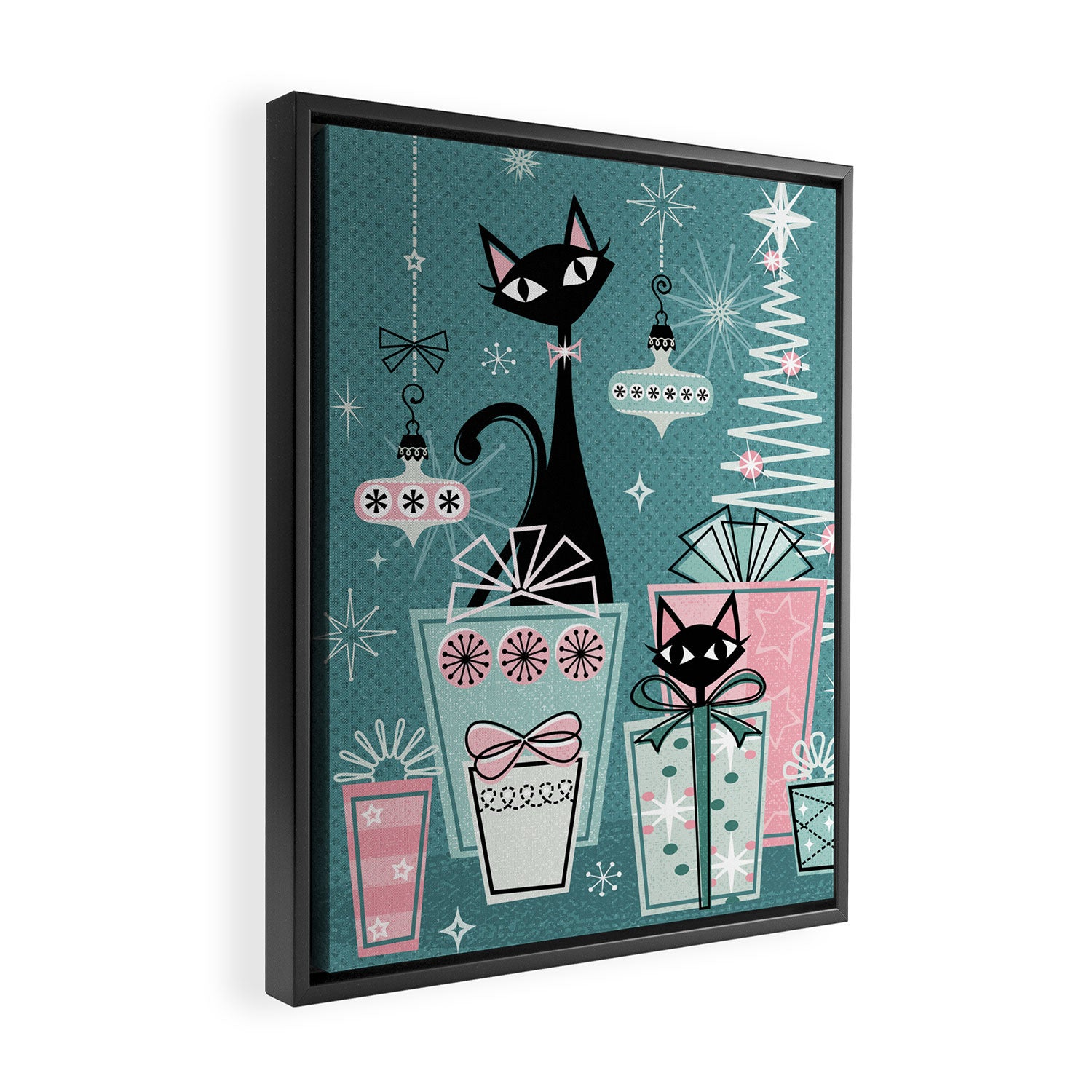 Vintage Kitty Christmas II sxs6- ©studioxtine Framed Canvas Print Gallery Image 2