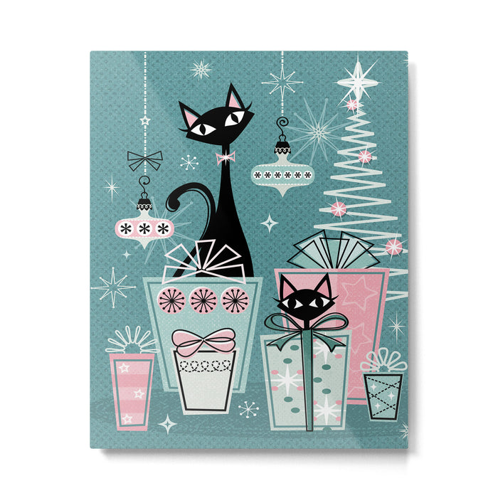 Vintage Kitty Christmas II sxs6- ©studioxtine Metal Print Gallery Image 1