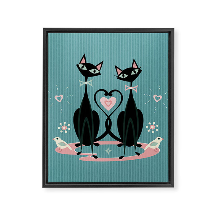 Vintage Kitty Love ©studioxtine Framed Canvas Print Gallery Image 1