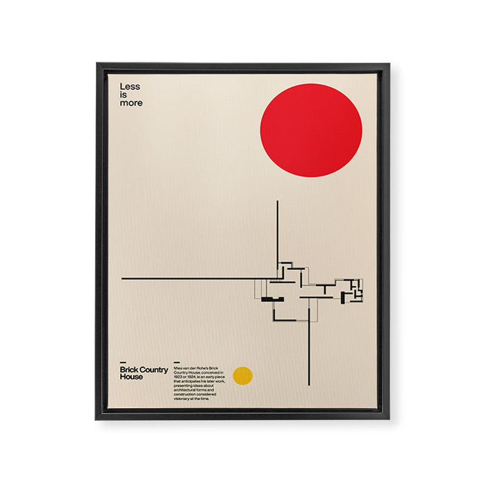 Brick Country House, Ludwig Mies van der Rohe, Minimal Architecture Bauhaus Design Framed Canvas Print Gallery Image 1